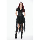 Darkinlove Women's Gothic Layered Lace Mesh Streamer Skirt