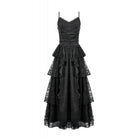 Darkinlove Women's Gothic Layered Lace Ruched Maxi Dress