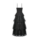 Darkinlove Women's Gothic Layered Lace Ruched Maxi Dress