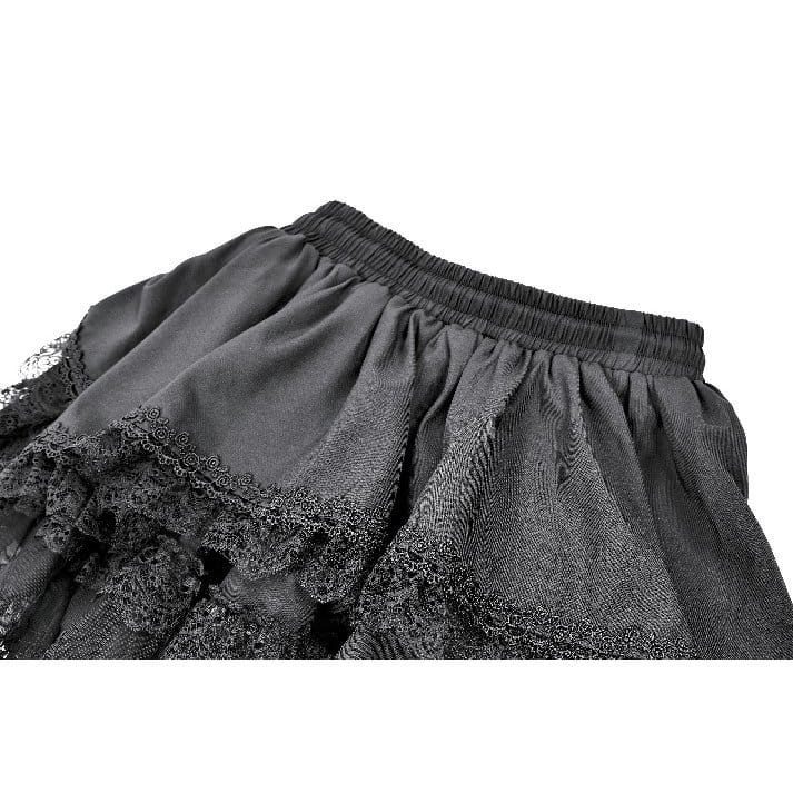 Darkinlove Women's Gothic Layered Lace Trim Ruffle Mini Skirt