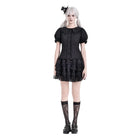 Darkinlove Women's Gothic Layered Lace Trim Ruffle Mini Skirt