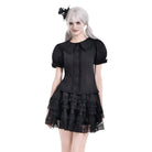 Darkinlove Women's Gothic Layered Lace Trim Ruffle Mini Skirt
