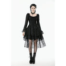 Darkinlove Women's Gothic Layered Lace-up Square-cut Collar Dress