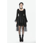 Darkinlove Women's Gothic Layered Lace-up Square-cut Collar Dress