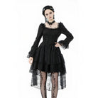 Darkinlove Women's Gothic Layered Lace-up Square-cut Collar Dress