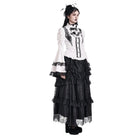Darkinlove Women's Gothic Layered Ruffle Floral Lace Maxi Skirt