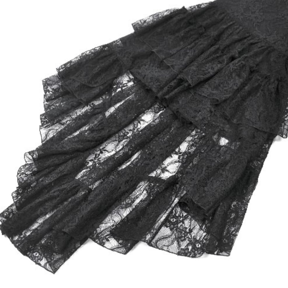 Darkinlove Women's Gothic Layered Ruffled High-Low Slip Dress