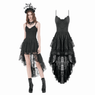 Darkinlove Women's Gothic Layered Ruffled High-Low Slip Dress