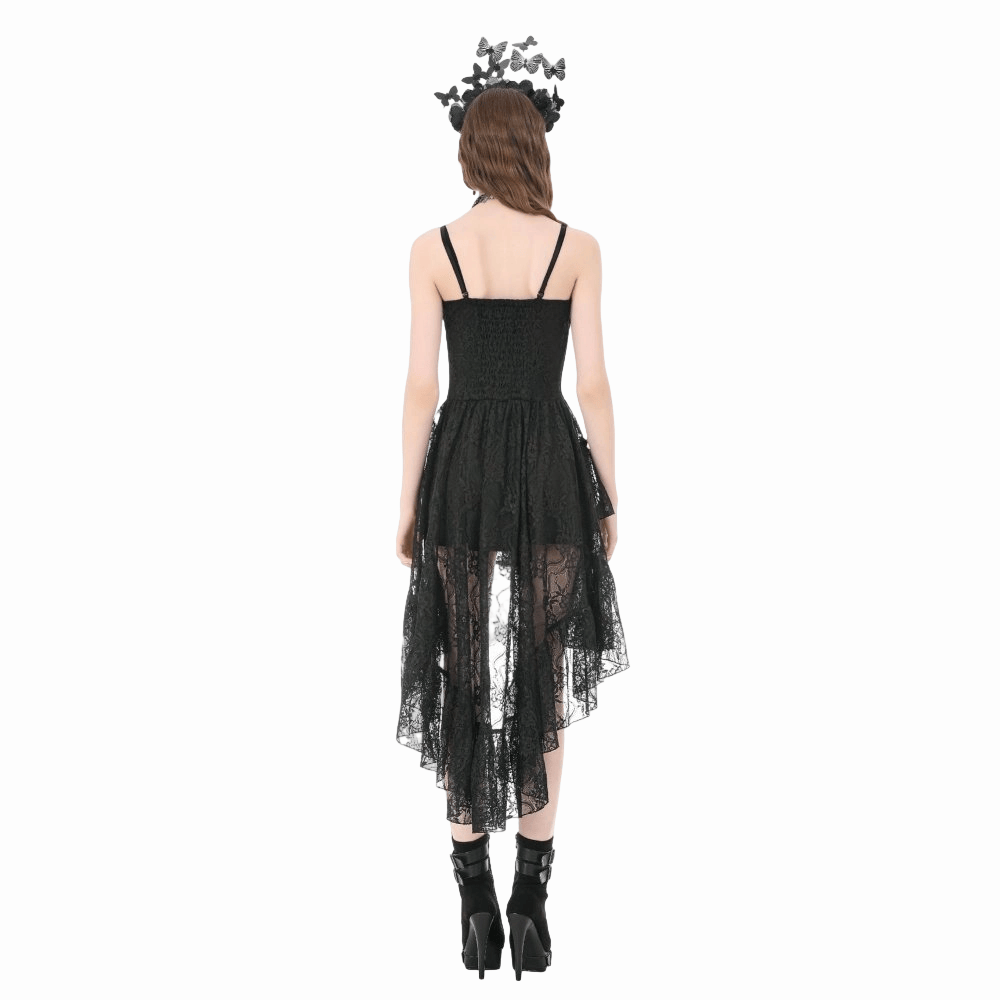 Darkinlove Women's Gothic Layered Ruffled High-Low Slip Dress