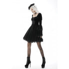 Darkinlove Women's Gothic Layered Sleeved Lace Splice Wedding Dress