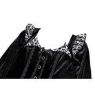 Darkinlove Women's Gothic Leopard Print Ruffle Trim Bishop Sleeve Velvet Short Dressss