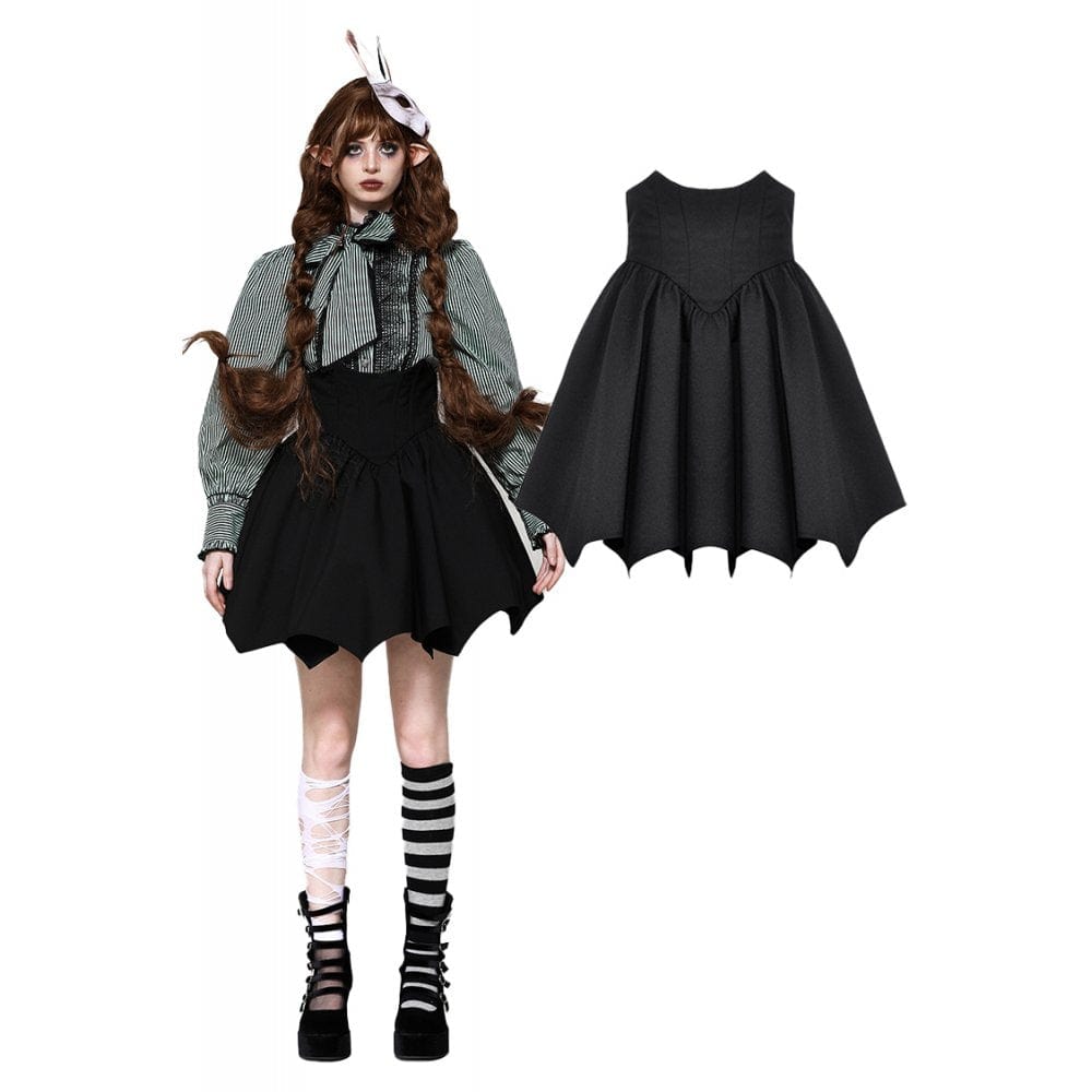 Darkinlove Women's Gothic Lolita Batwing High-waisted Short Skirt