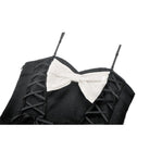 Darkinlove Women's Gothic Lolita Bowknot Contrast Color Slip Dress