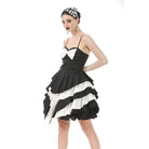 Darkinlove Women's Gothic Lolita Bowknot Contrast Color Slip Dress