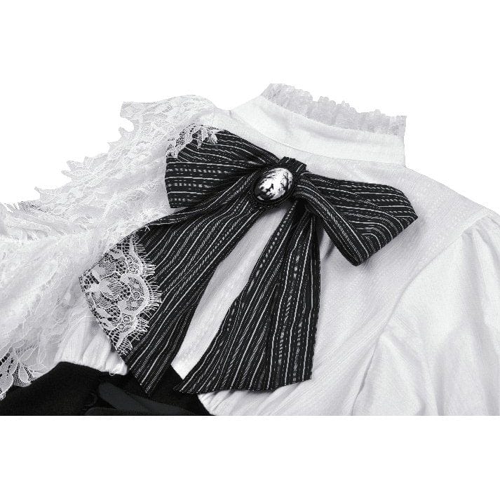 Darkinlove Women's Gothic Lolita Bowknot Short Dress Black White