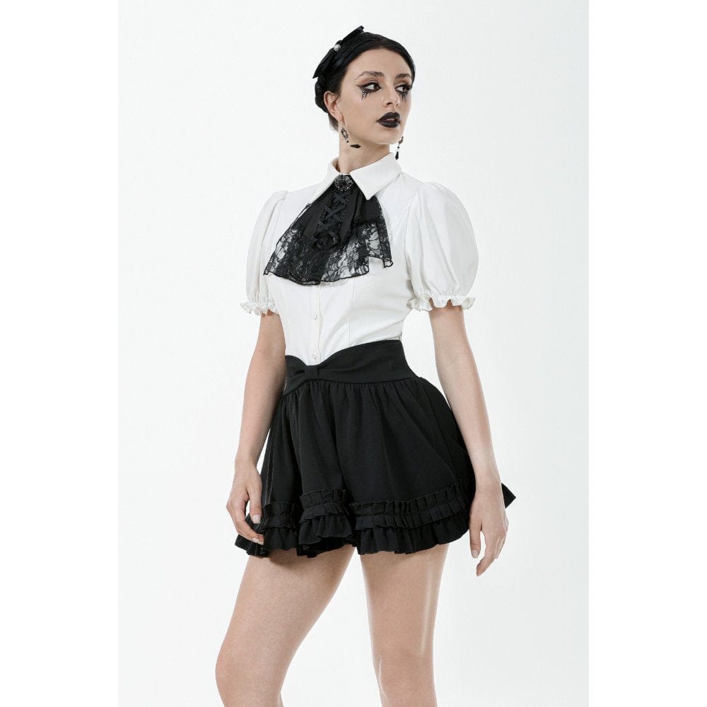 Darkinlove Women's Gothic Lolita Bowknot Waist Short Pleated Skirt
