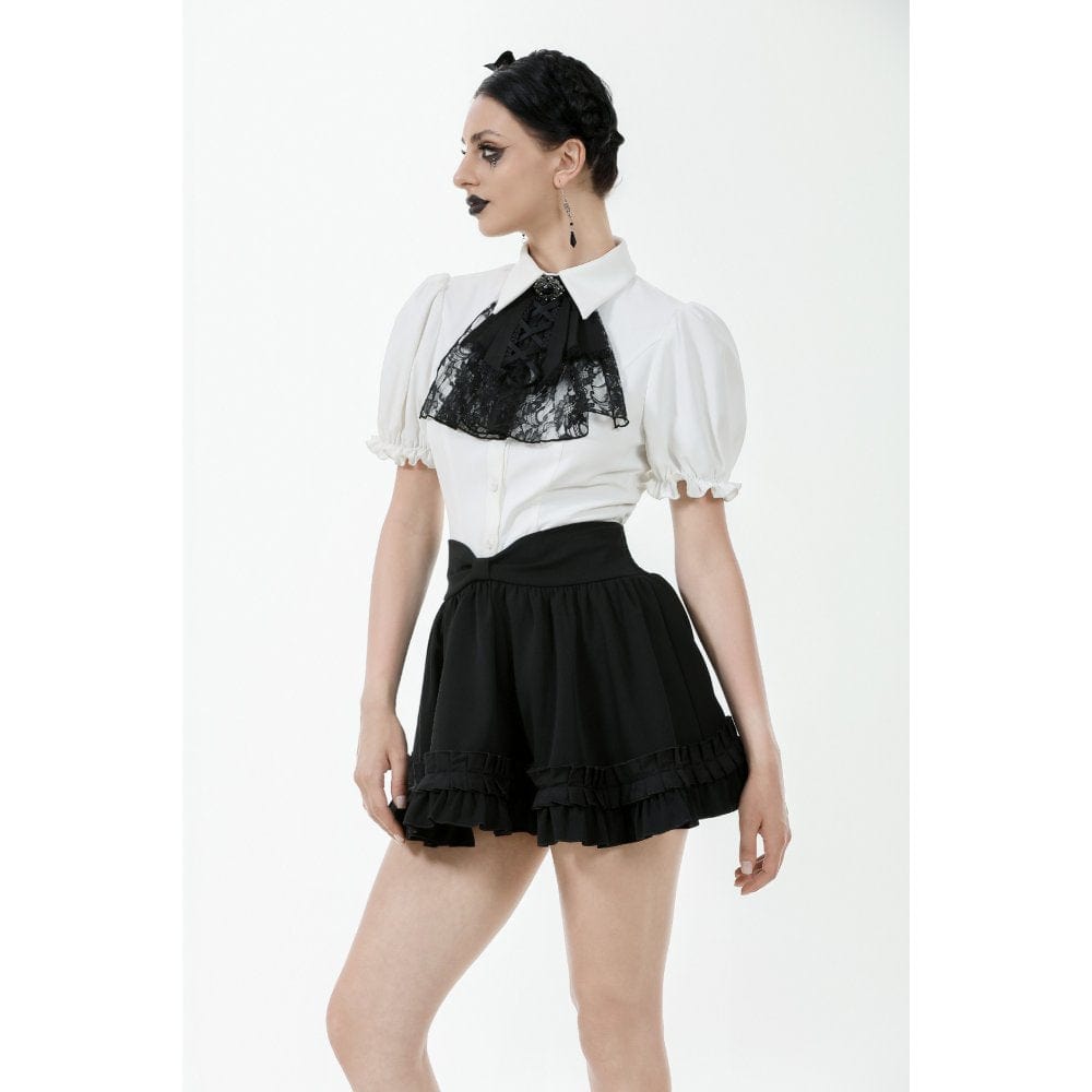 Darkinlove Women's Gothic Lolita Bowknot Waist Short Pleated Skirt