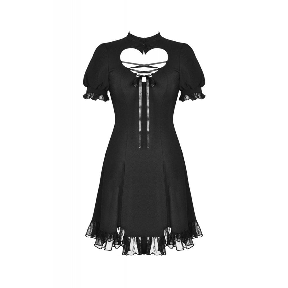 Darkinlove Women's Gothic Lolita Heart Hollowed Lace-up Midi Dresses