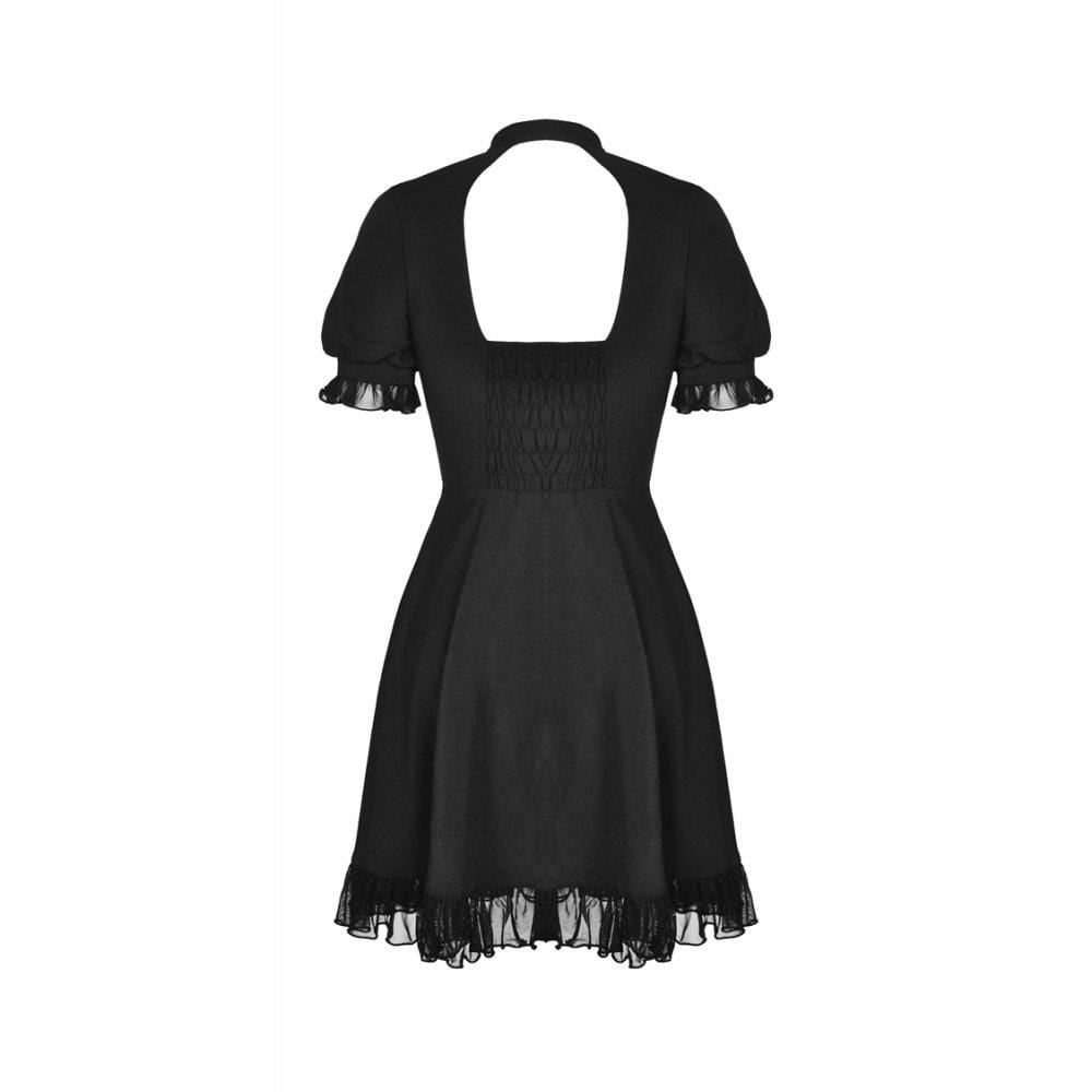 Darkinlove Women's Gothic Lolita Heart Hollowed Lace-up Midi Dresses