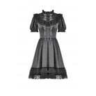 Darkinlove Women's Gothic Lolita Lacing-up Puff Sleeved Lace Dress