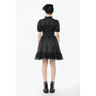 Darkinlove Women's Gothic Lolita Lacing-up Puff Sleeved Lace Dress