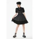 Darkinlove Women's Gothic Lolita Lacing-up Puff Sleeved Lace Dress