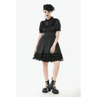 Darkinlove Women's Gothic Lolita Lacing-up Puff Sleeved Lace Dress