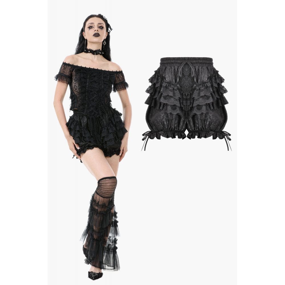 Darkinlove Women's Gothic Lolita Multilayered Lantern Shorts