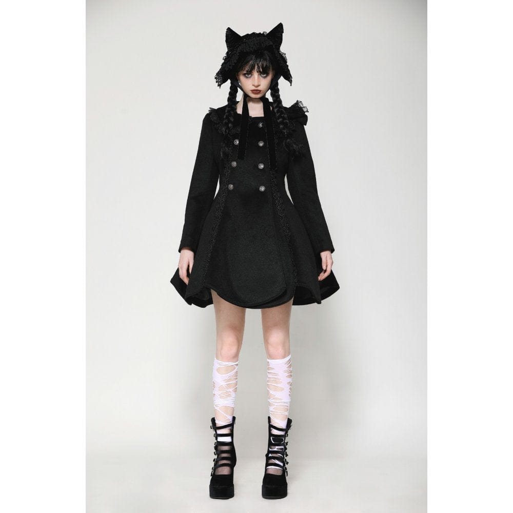 Darkinlove Women's Gothic Lolita Pleated Buttons Coat