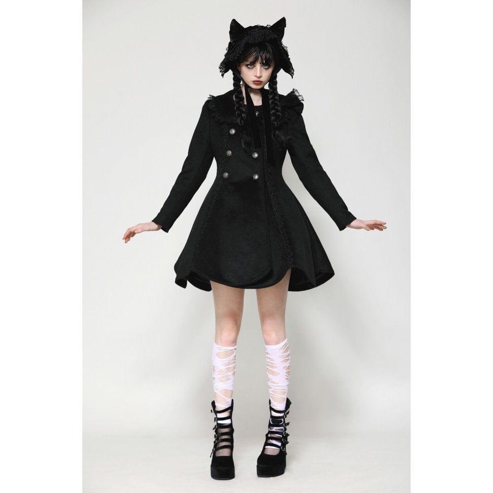 Darkinlove Women's Gothic Lolita Pleated Buttons Coat