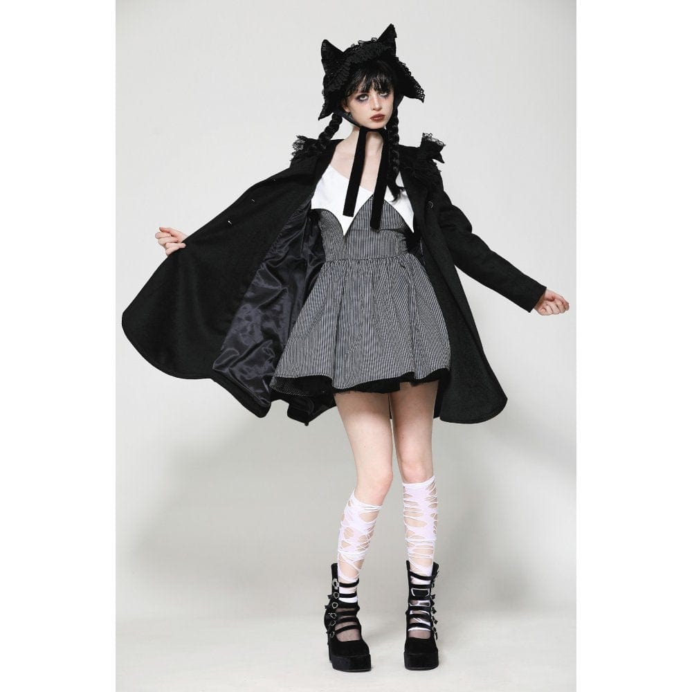 Darkinlove Women's Gothic Lolita Pleated Buttons Coat