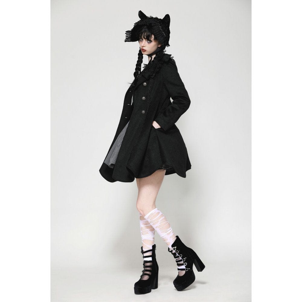 Darkinlove Women's Gothic Lolita Pleated Buttons Coat