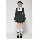 Darkinlove Women's Gothic Lolita Ruffled Lace Short Dress Black White