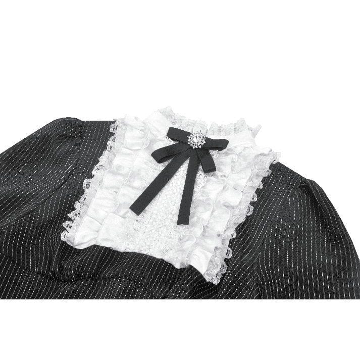 Darkinlove Women's Gothic Lolita Ruffled Lace Short Dress Black White