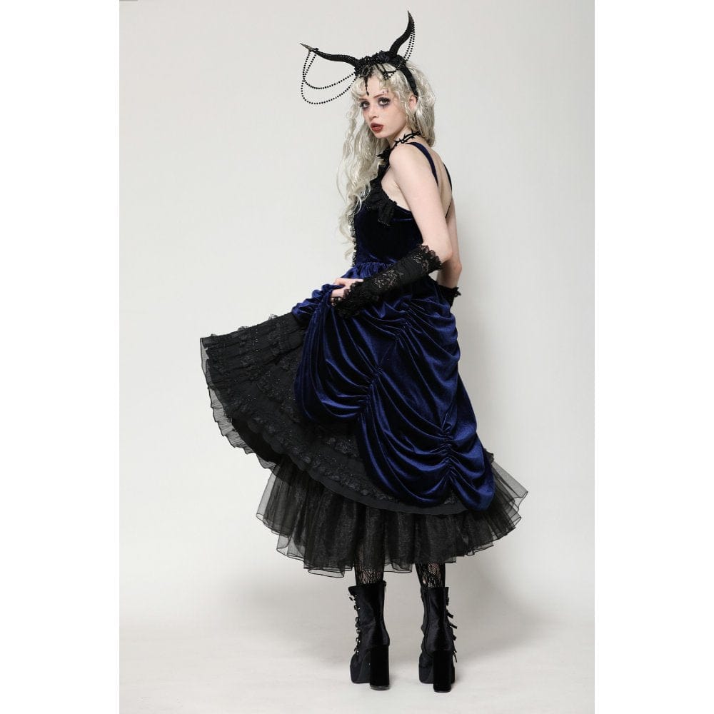 Darkinlove Women's Gothic Lolita Ruffled Lace Slip Dress Wedding Dress