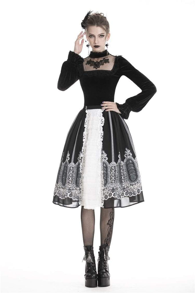 Darkinlove Women's Gothic lolita Sheer Square Collar Cute Tops