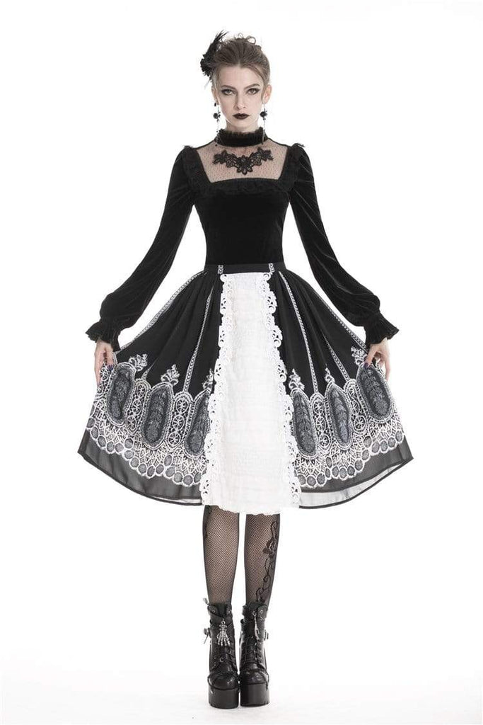 Darkinlove Women's Gothic lolita Sheer Square Collar Cute Tops