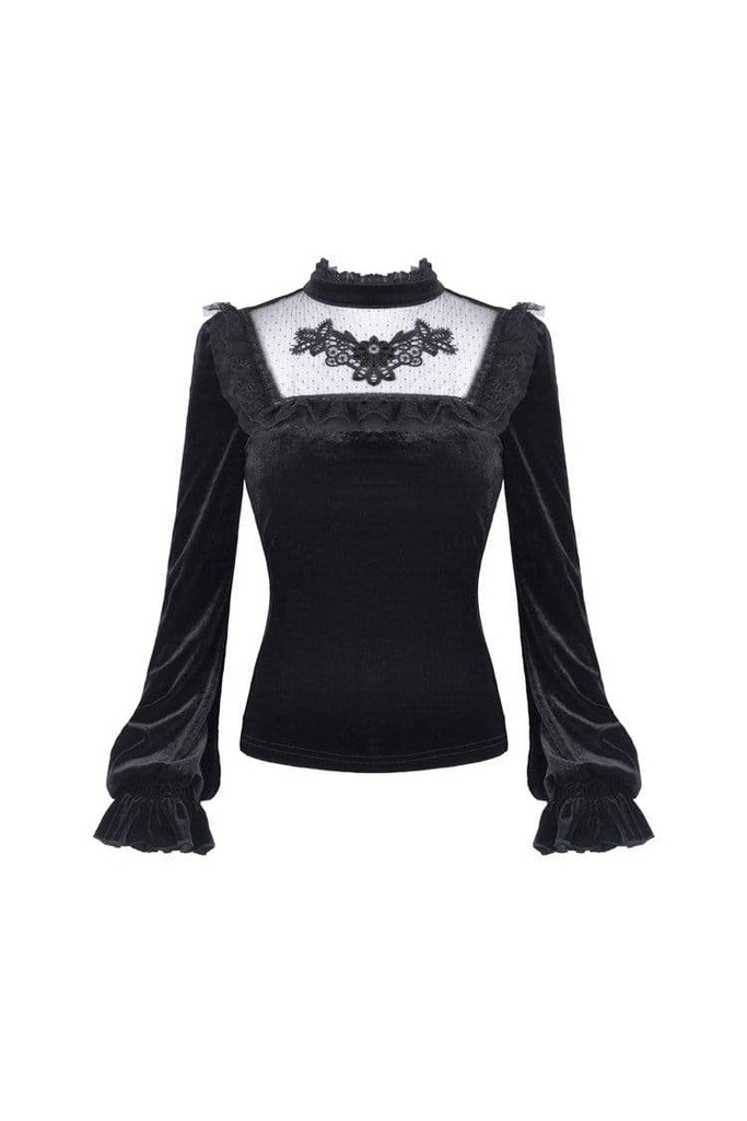 Darkinlove Women's Gothic lolita Sheer Square Collar Cute Tops