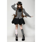 Darkinlove Women's Gothic Lolita Striped Long Sleeved Shirt Gray