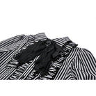 Darkinlove Women's Gothic Lolita Striped Long Sleeved Shirt Gray