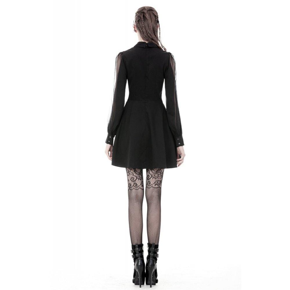 Darkinlove Women's Gothic Long Sleeved Coffin&Cross Front Dresses