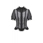 Darkinlove Women's Gothic Mesh Sheer Ruffled Short Sleeved Shirt