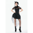 Darkinlove Women's Gothic Mesh Sheer Ruffled Short Sleeved Shirt