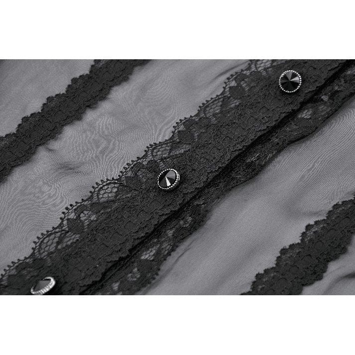 Darkinlove Women's Gothic Mesh Sheer Ruffled Short Sleeved Shirt