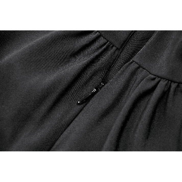 Darkinlove Women's Gothic Mesh Splice Ruffled Cutout Long Sleeve Dress