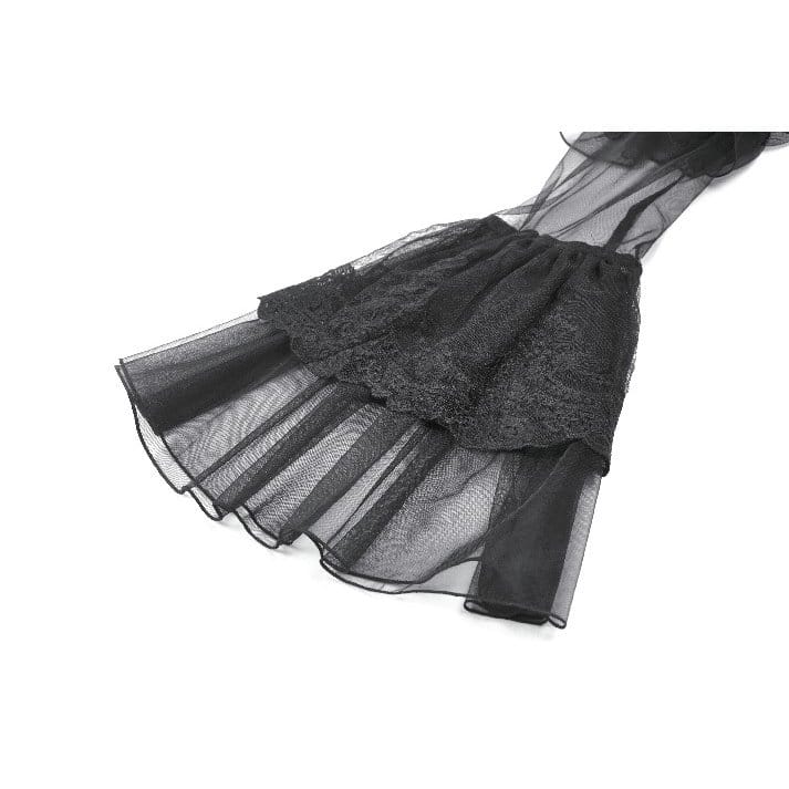 Darkinlove Women's Gothic Mesh Splice Ruffled Cutout Long Sleeve Dress