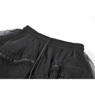 Darkinlove Women's Gothic Mesh Tailed Lace Pleated Skirt