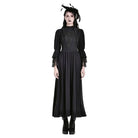 Darkinlove Women's Gothic Mock Neck Guipure Lace Bell Sleeve Maxi Dress