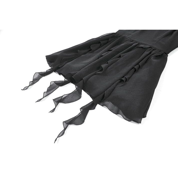 Darkinlove Women's Gothic Moon Layered Ruffled Off Shoulder Slip Dress