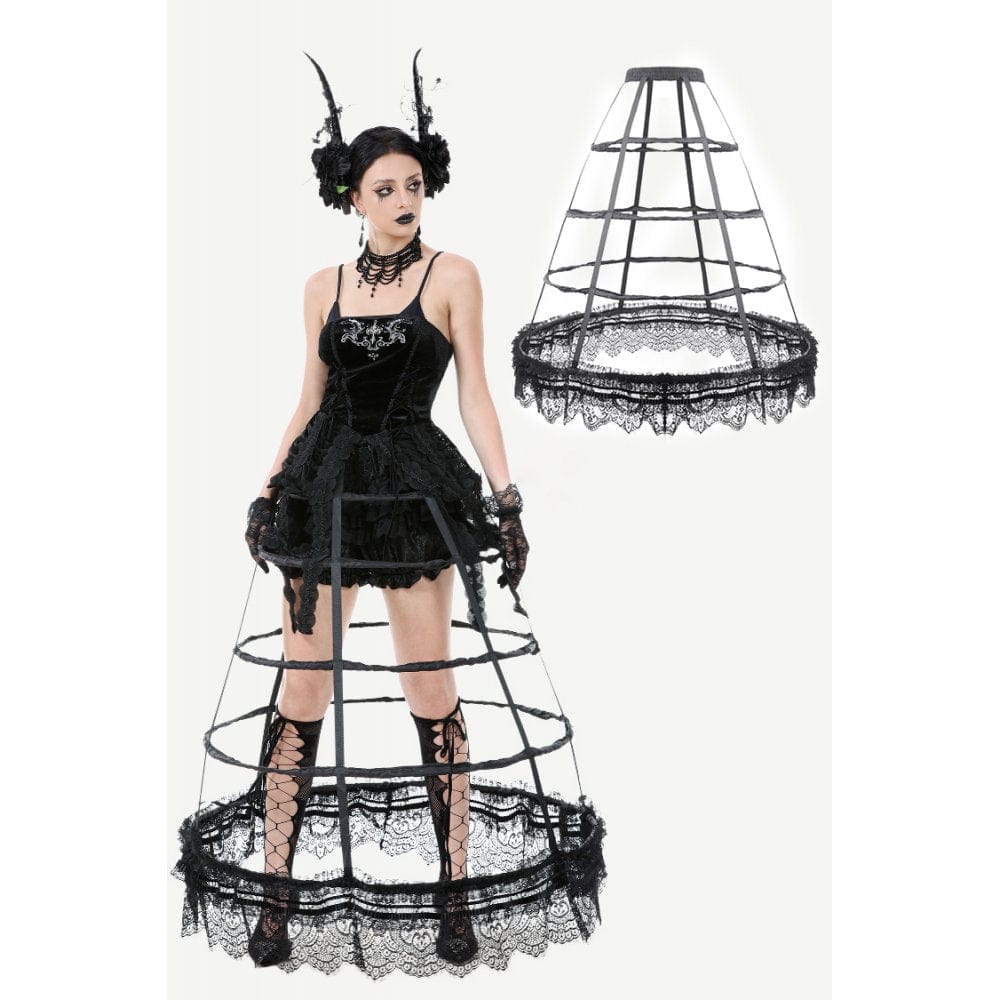 Darkinlove Women's Gothic Multi-Layered Lace Boning Petticoat